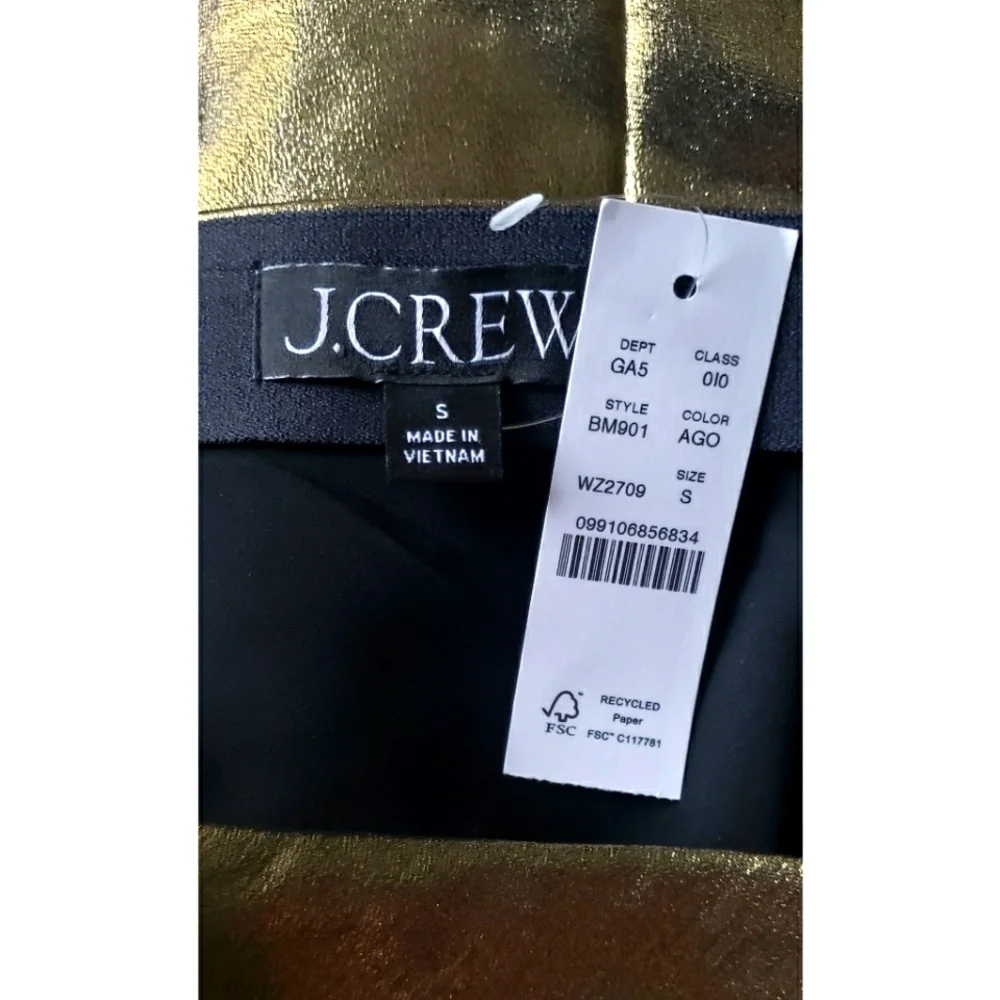 J.Crew Gwyneth slip skirt in gold lamé